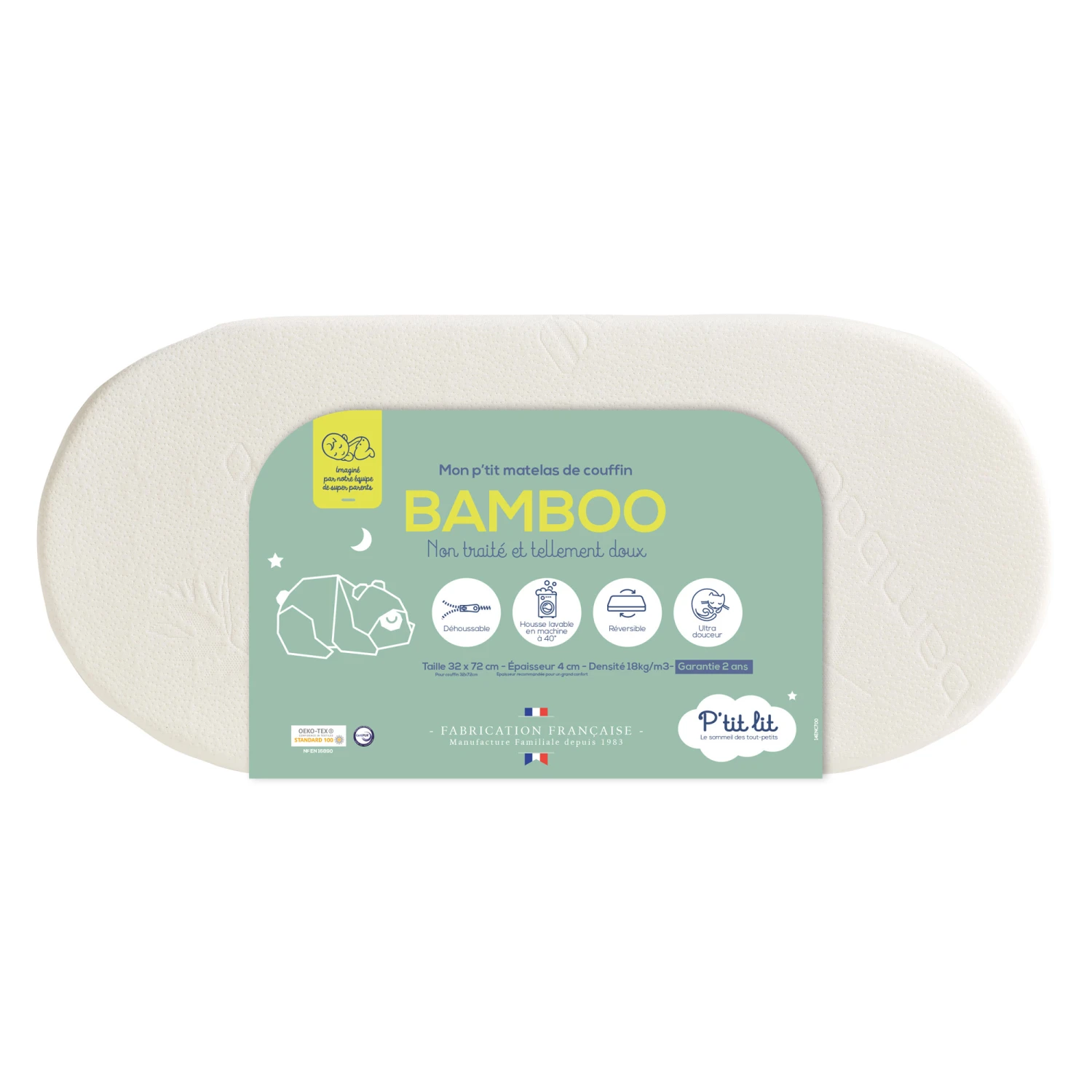 Matelas De Couffin Bambou Ecru De P'tit Lit – Image 7