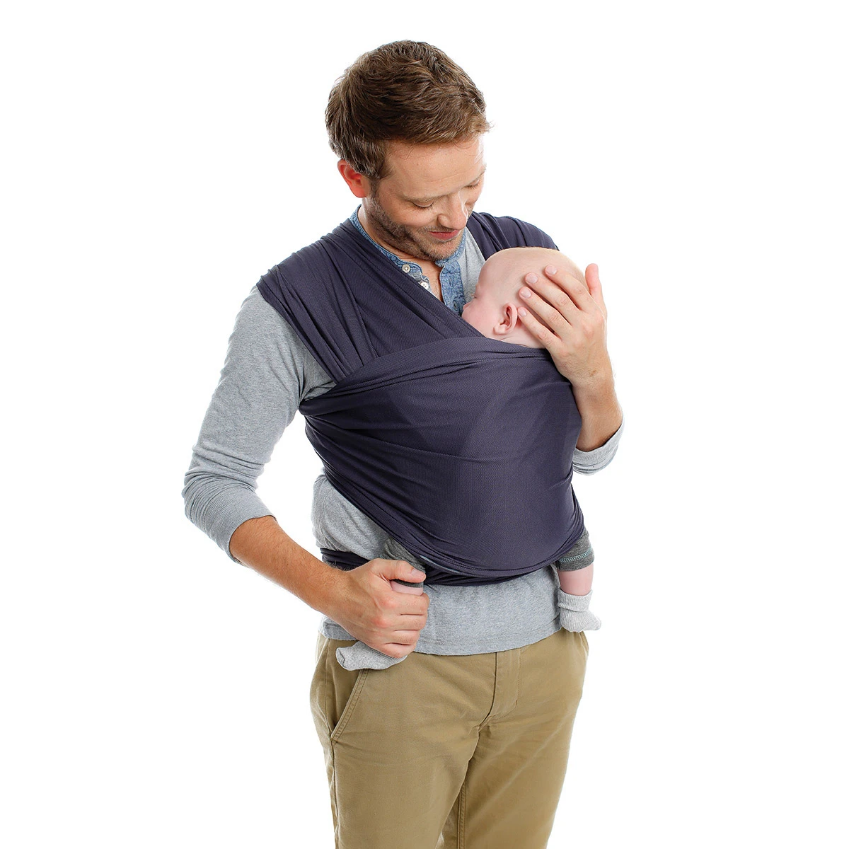 Écharpe De Portage Extensible Respirante Tricot-Slen Cool Navy De Babylonia