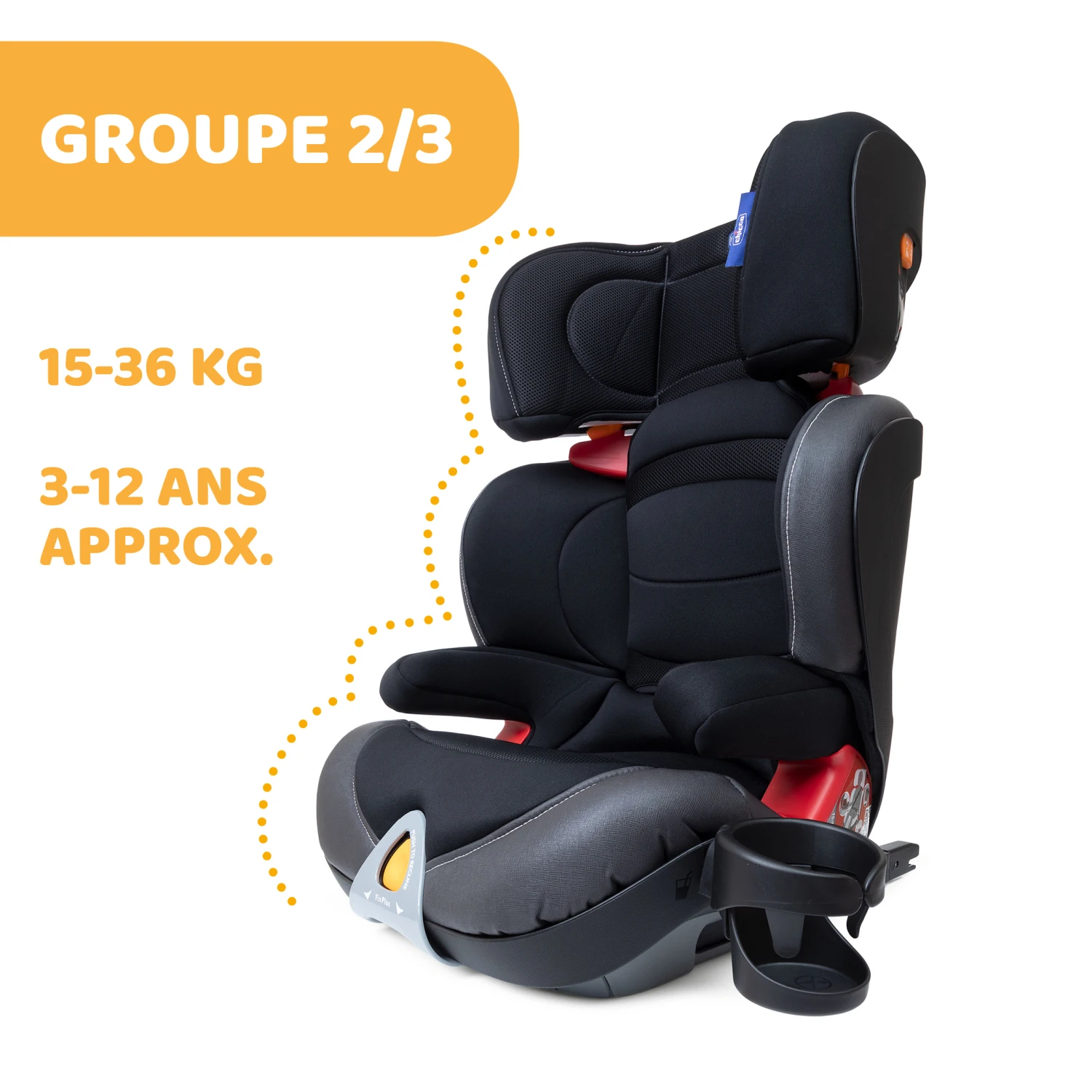 Siège Auto Oasys Evo 2-3 Fix Plus Jet Black De Chicco – Image 3