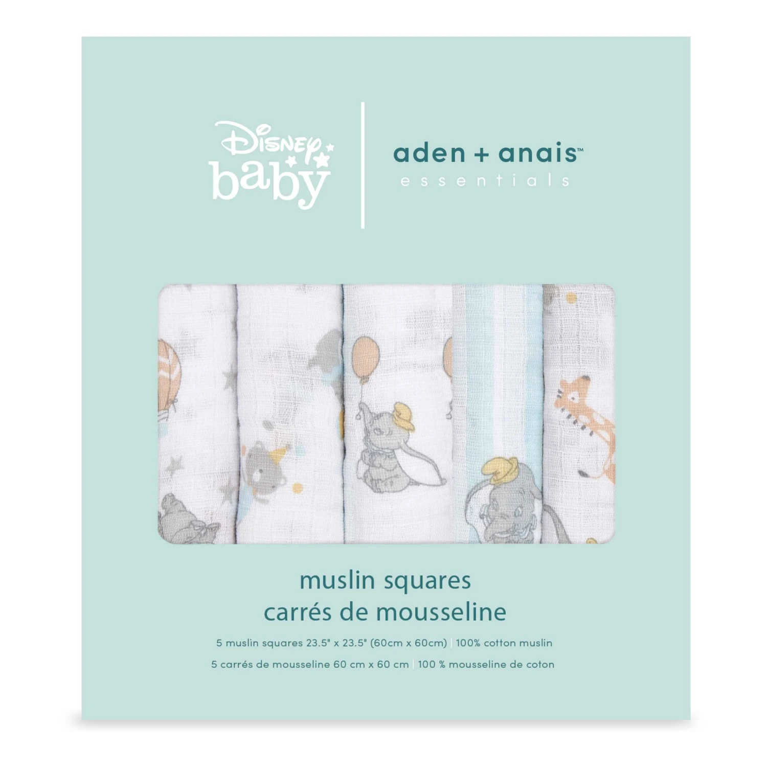 Lot De 5 Langes Musy 60x60 Dumbo De Aden + Anais Essentials – Image 2