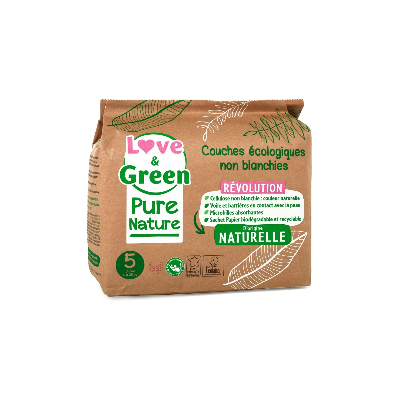 Couches écologiques Pure Nature Eco Label T5 De Love & Green