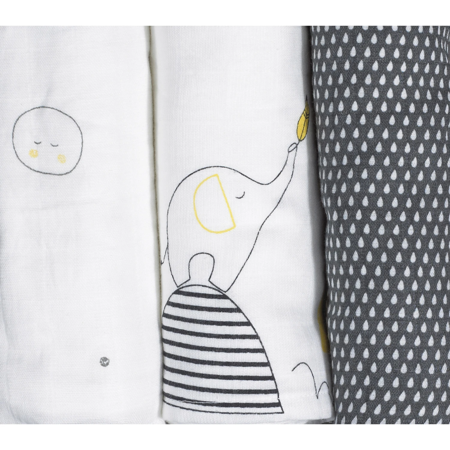 Babyfan Lot De 3 Langes Bio 70x70 Bleu / Blanc De Sauthon Baby's Sweet Home – Image 2